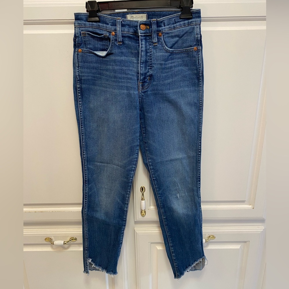 Madewell 10” High Rise Skinny Raw Hem Denim Blue Jeans Pants Women’s Size 27